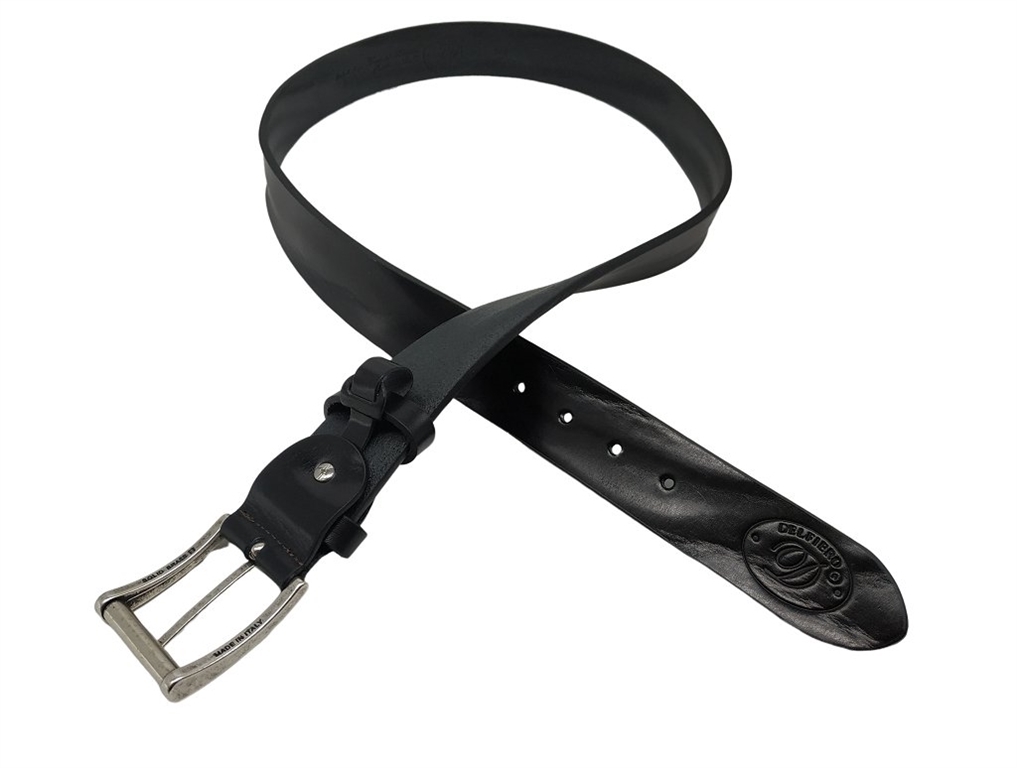 Delfiero Vintage Italian Belt in Extra Leather Black Color 40 mm nikel free