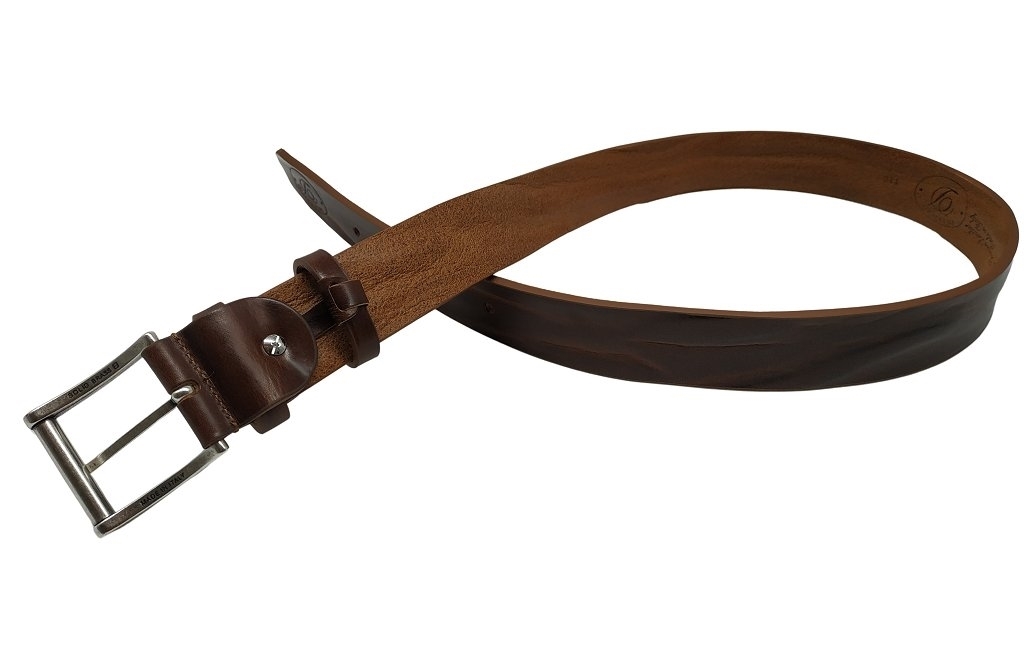 Cintura Italiana Delfiero Vintage in Cuoio Extra Colore Rum 40 mm nikel free 