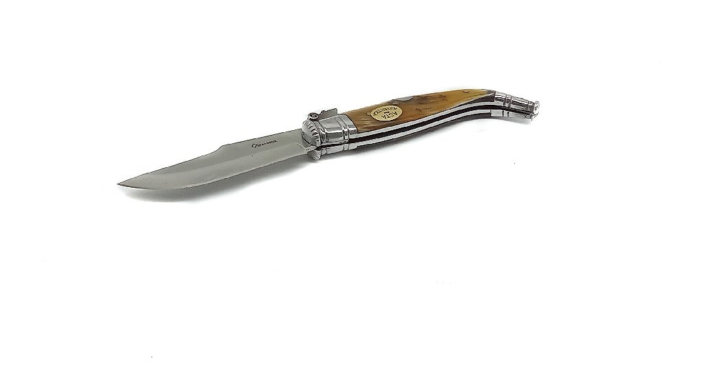 Coltello artigiano navaja de teja clasica  inox con manico in corno di toro