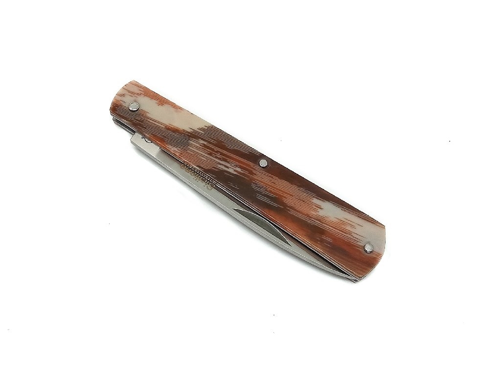 Sicilian knife with striped handle in brown fiber 19 cm open