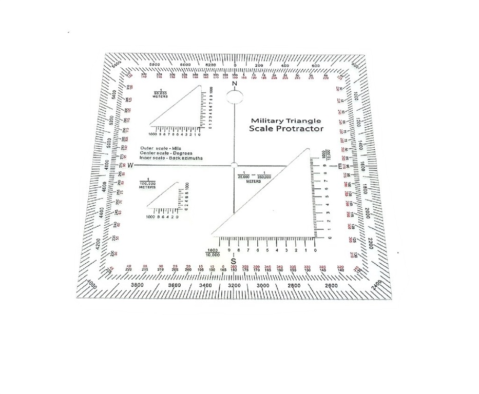 Military map coordinate scale with compass