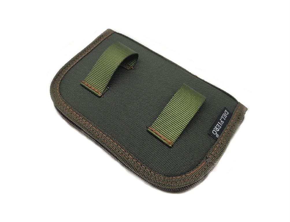 Delfiero porta strozzatori e prolughe per fucile con rifiniture in cuoio e cordura  