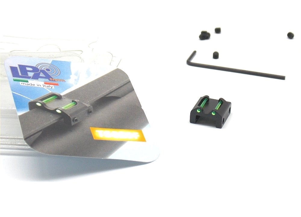 Mirino Tacca di mira fibra verde per bindella fucile da 6 a 8 mm 