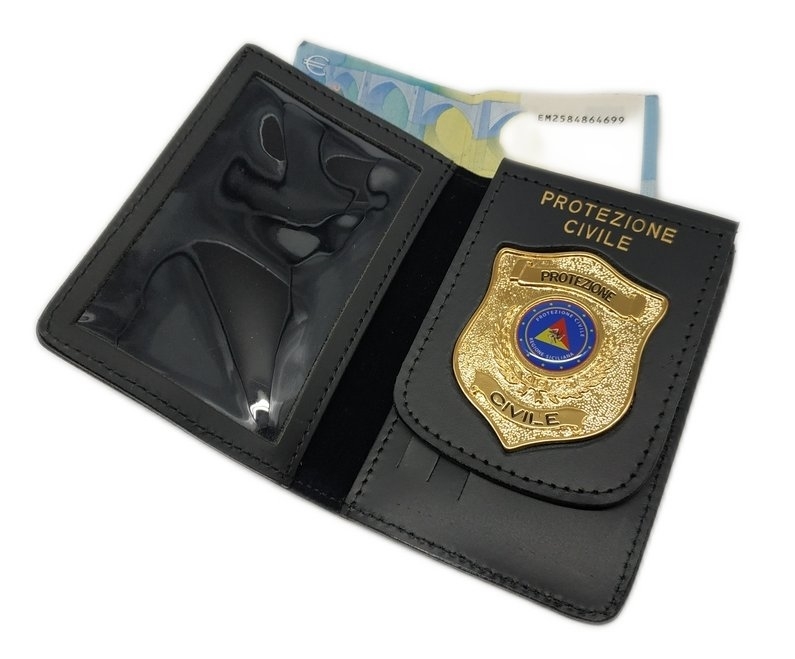 Leather wallet civil protection Sicilian region 1WD115RS