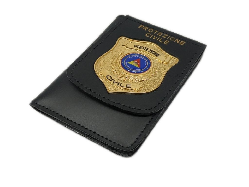 Leather wallet civil protection Sicilian region 1WD115RS