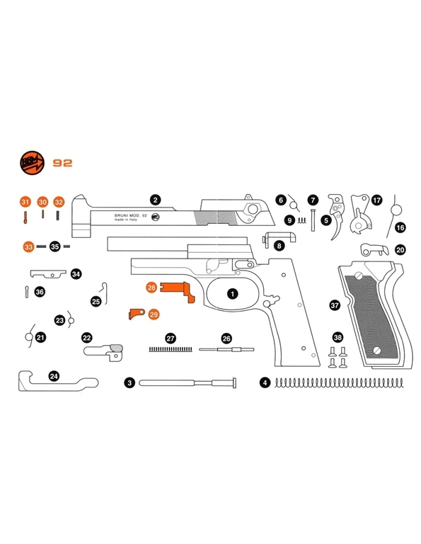 Ricambi in kit Bruni 92 a salve 8 mm a salve