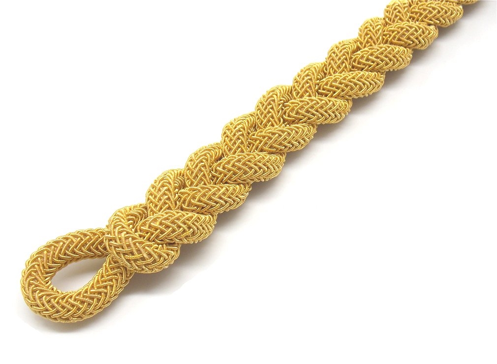 Soggolo treccia piatta Generale 8 mm in canottiglia dorata per berretto