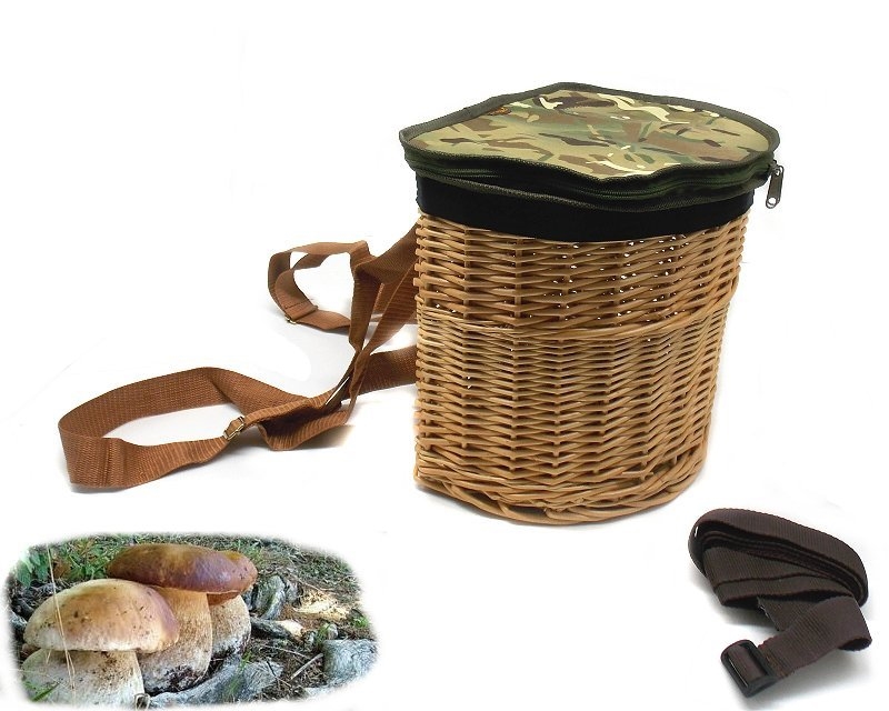 Zaino cesta vimini media Delfiero per funghi 33x23,5H27,5 cm con tracolla