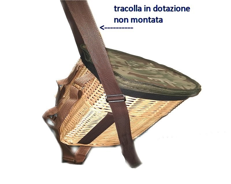 Zaino cesta vimini media Delfiero per funghi 33x23,5H27,5 cm con tracolla